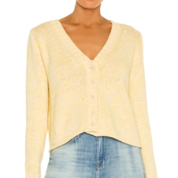 Dannijo Yellow Cropped Cardigan With Pearl Buttons - Picture 2 of 3